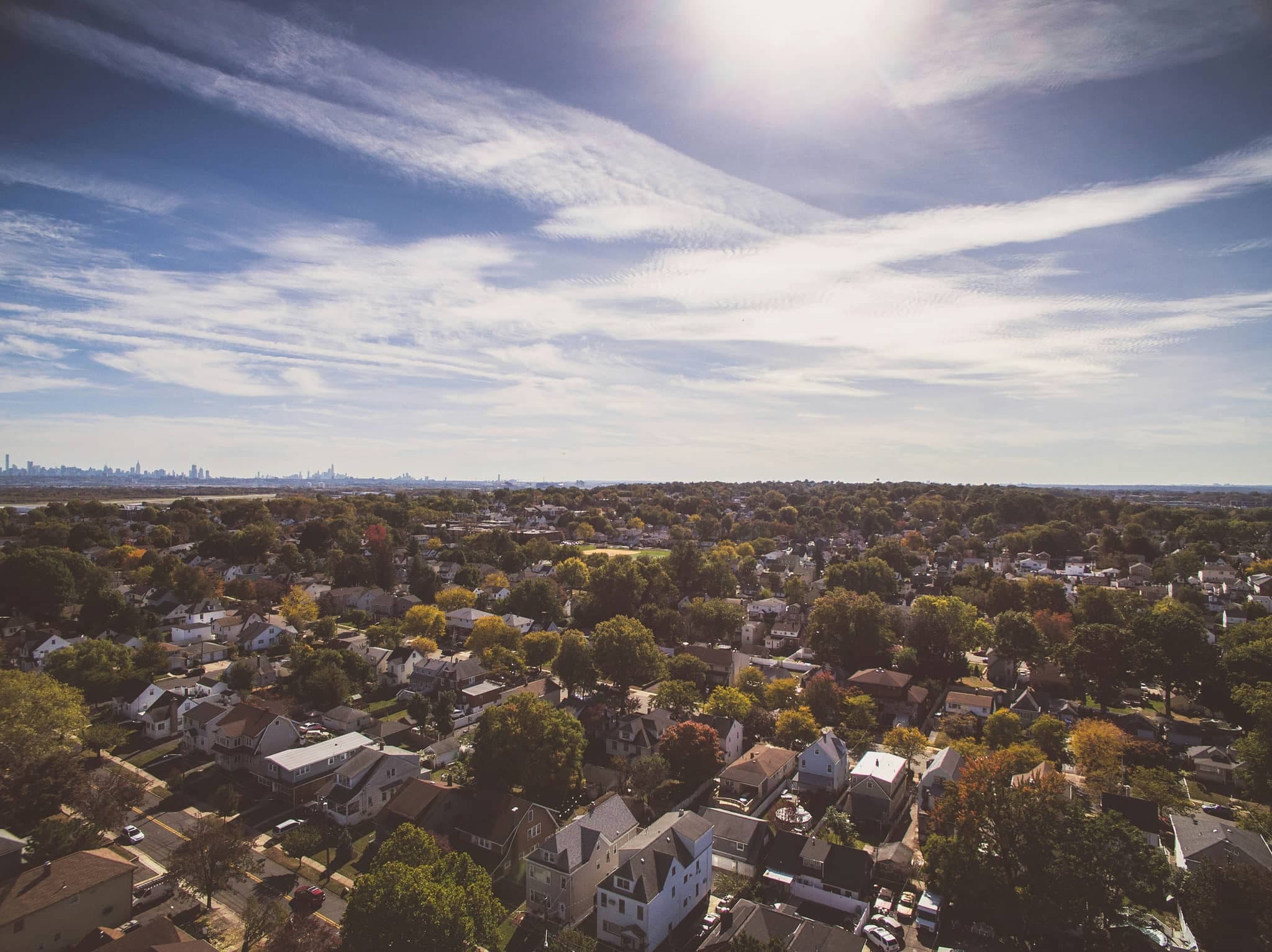 Aerial view of a Maryland residential neighborhood